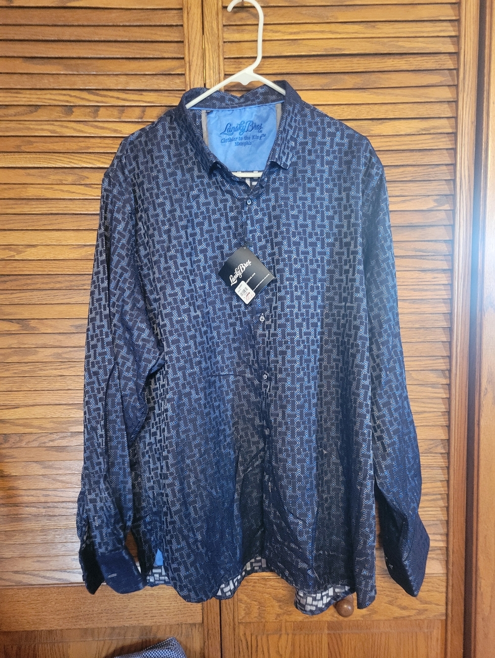 Lansky Bros NWT Men's Navy Geometric Button-Up Shirt Size 3XL